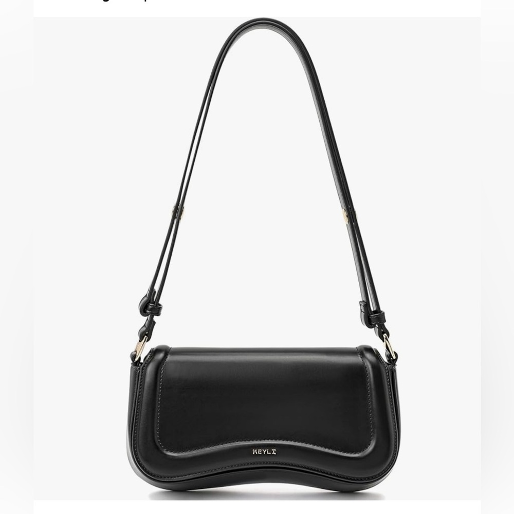 Waterproof Leather Small Shoulder To Crossbody Purse. Black With Gold Hardware.